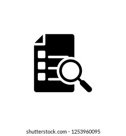 Searching data file with magnifier glass vector icon