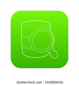 Searching database icon green vector isolated on white background