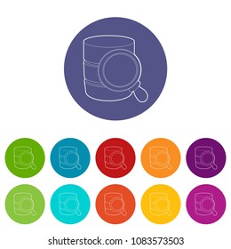 Searching database icon. Outline illustration of searching database vector icon for web