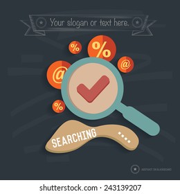 Searching design on blackboard background,clean vector
