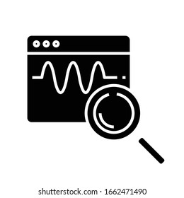 Searching diagram black icon, concept illustration, vector flat symbol, glyph sign.