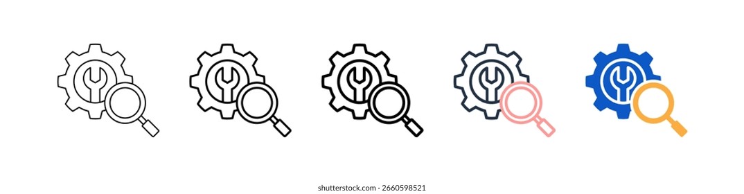 Searching different style icons set vector illustration.