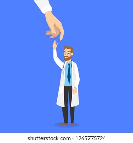 Searching for a doctor concept. Hospital worker need. Looking for professional and choosing. Flat vector illustration