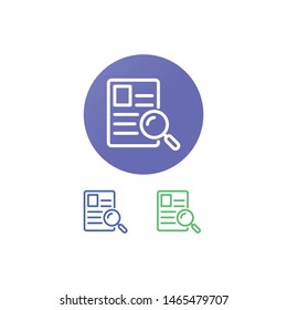 Searching Document Vector Illustration, outline icon. EPS 10