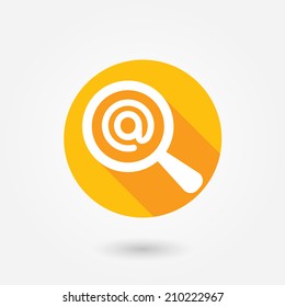 Searching Email icon. Flat icon design with long shadow