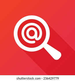 Searching Email icon. Flat icon design with long shadow 