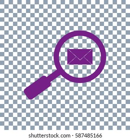Searching Email icon on transparent background. Violet icon