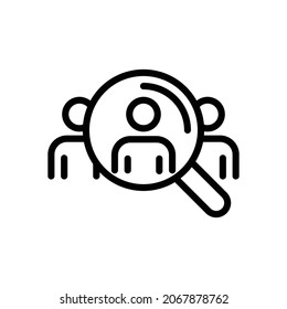 Searching employee, headhunting and hiring process flat line vector icon for mobile application, button, website design. Illustration isolated on white background. EPS 10 web, logo, app, infographic.