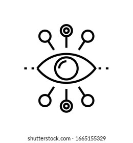 Searching eye line icon, concept sign, outline vector illustration, linear symbol.