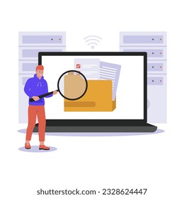 Searching file in folder directory illustration concept. Illustration for website, landing page, mobile app, poster and banner. Trendy flat vector illustration