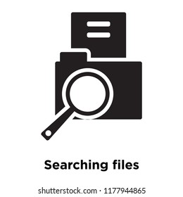 Searching files icon vector isolated on white background, logo concept of Searching files sign on transparent background, filled black symbol