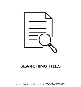 searching files outline icon. Linear vector from education concept. Thin line searching files icon isolated on white background