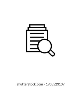 Searching files vector icon in linear, outline icon isolated on white background