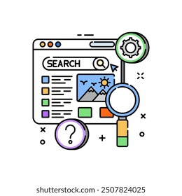 Searching Fill Color Icon, Vector illustration.