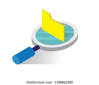 searching in folder isometric icons concept,folder illustration vector, looking for file isometric vector illustration
