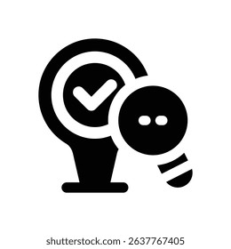 searching glyph icon. Strong and solid vector icon for websites, mobile interfaces, presentations, and visual branding. High quality and easy to edit.