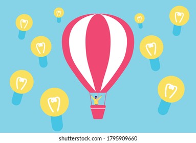 Searching for good idea businessman with ballon strategy of investment vector illustration.