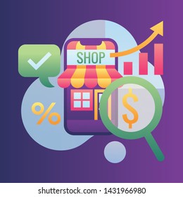 searching growing business cash icon