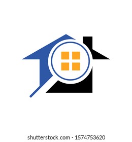 Searching House Logo. Search Home icon With Magnifying Glass Symbol, Logo Design illustrations