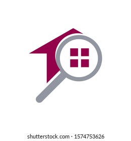 Searching House Logo. Search Home icon With Magnifying Glass Symbol, Logo Design illustrations