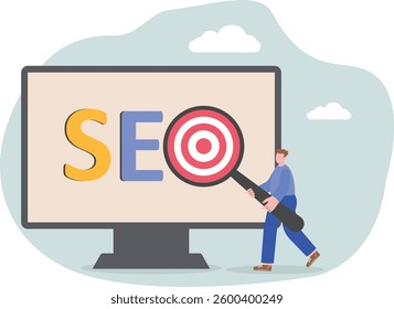 Searching, Human Resources, Recruitment Concept for web page, banner, presentation, social media, documents, cards, posters. Vector illustration HR, SEO, Magnifying glass sign

