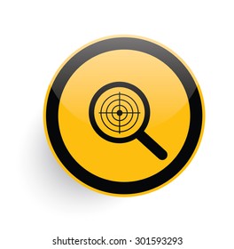 Searching icon design on yellow button background,clean vector
