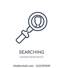 Searching icon. Searching linear symbol design from Human resources collection.