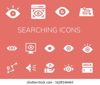 searching icon set. 14 filled searching icons.  Simple modern icons such as: Eye, View, Route, Searcher