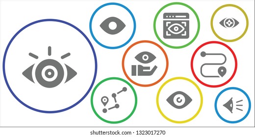 searching icon set. 9 filled searching icons.  Collection Of - View, Route, Eye