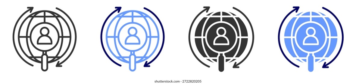 Conjunto de iconos de búsqueda de varios estilos