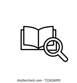 searching information in the book symbol line black icon