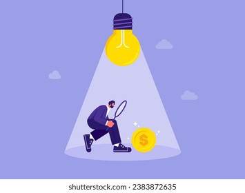 Searching for investment opportunity or idea to make money, entrepreneur to invent and make profit from new idea, way to make profit and earning concept