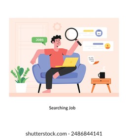 Searching Job concept flat style stock illustration with background. EPS 10 File