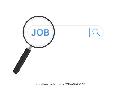 Searching job illustration. Human resource management and hiring concept. Trendy and modern vector. Search with a magnifying glass. Vector illustration