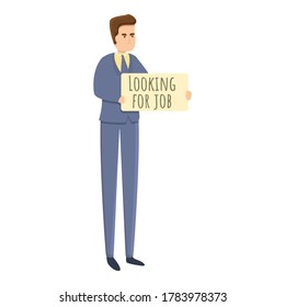Searching job man icon. Cartoon of searching job man vector icon for web design isolated on white background