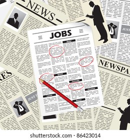 Searching for a job in newspapers and selecting them