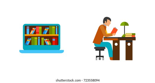 Searching for knowledge icon set