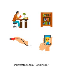 Searching for knowledge icon set