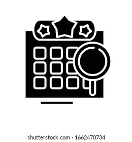 Searching list black icon, concept illustration, vector flat symbol, glyph sign.