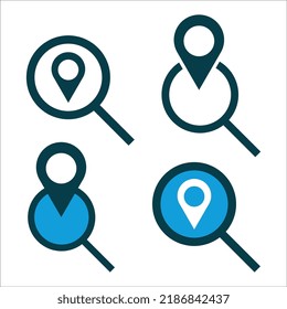 Searching location icon set on white background