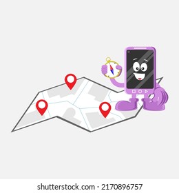 Searching location with smartphone. Suitable for illustration, news, etc