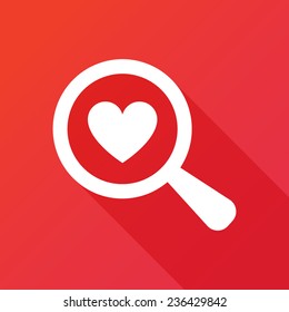 Searching A Love. Flat icon design with long shadow