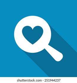 Searching A Love. Flat icon design with long shadow