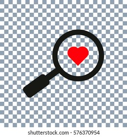 Searching a love icon vector  on transparent background.