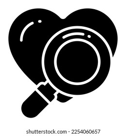 Searching love with magnifier, icon of love finding in modern style