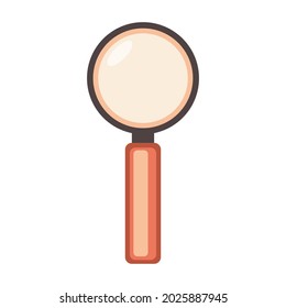 Searching magnifying glass in pink pastel shades isolated on white background. Vector.