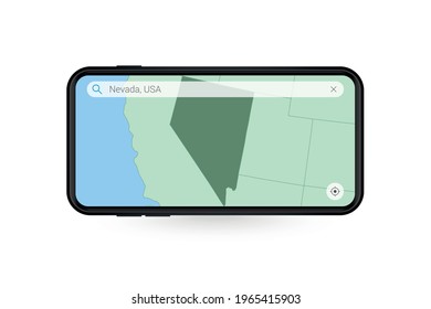 Searching map of Nevada in Smartphone map application. Map of Nevada in Cell Phone. Vector illustration. svg