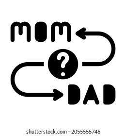 searching mom or dad after divorce glyph icon vector. searching mom or dad after divorce sign. isolated contour symbol black illustration