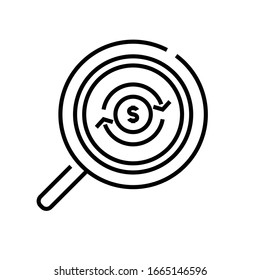 Searching money line icon, concept sign, outline vector illustration, linear symbol.
