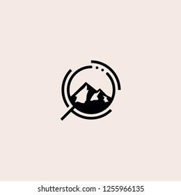 searching mountain logo vector